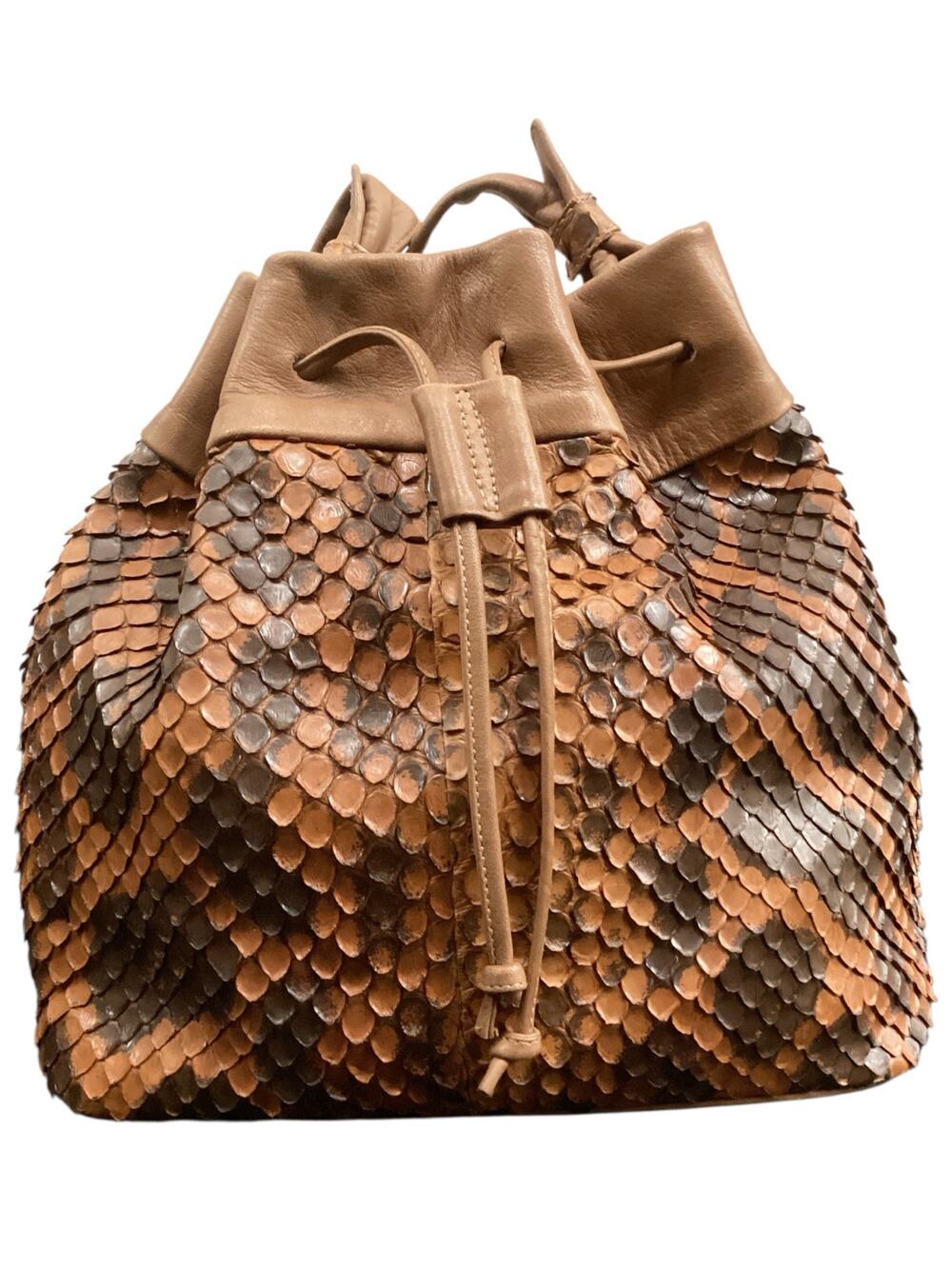 VTG Aleda Borse Bag Women’s One Size Anaconda Snake Skin Shoulder Style Brown